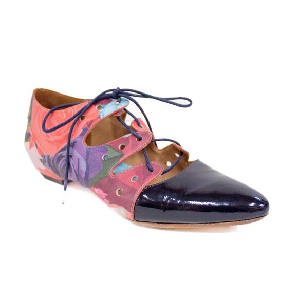 John Fluevog Shoes - John Fluevog Power Coal Floral Two-toned Lace-up Shoe John x Jet Martinez Size 7